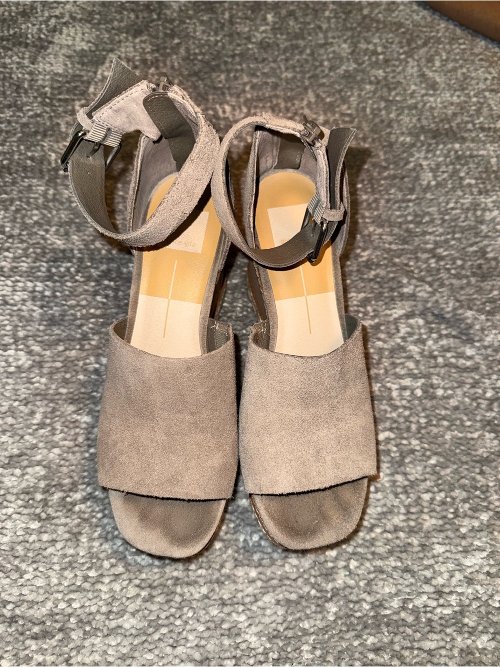 Dolce Vita Taupe Suede Ankle-Strap Sandals